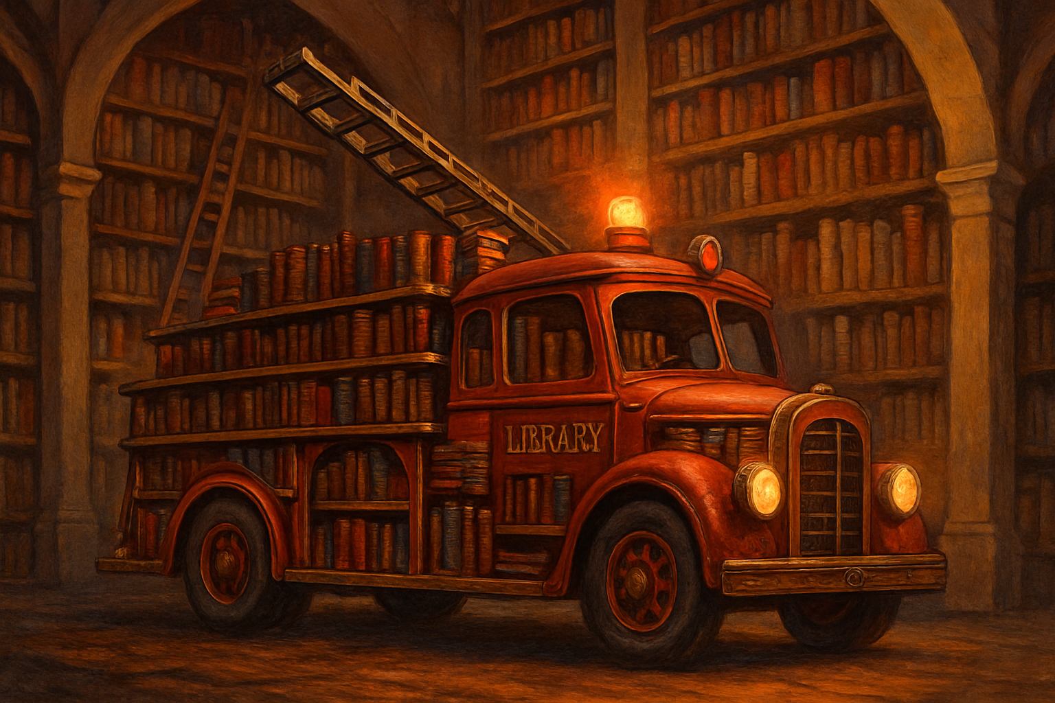 firetruck books library theme
